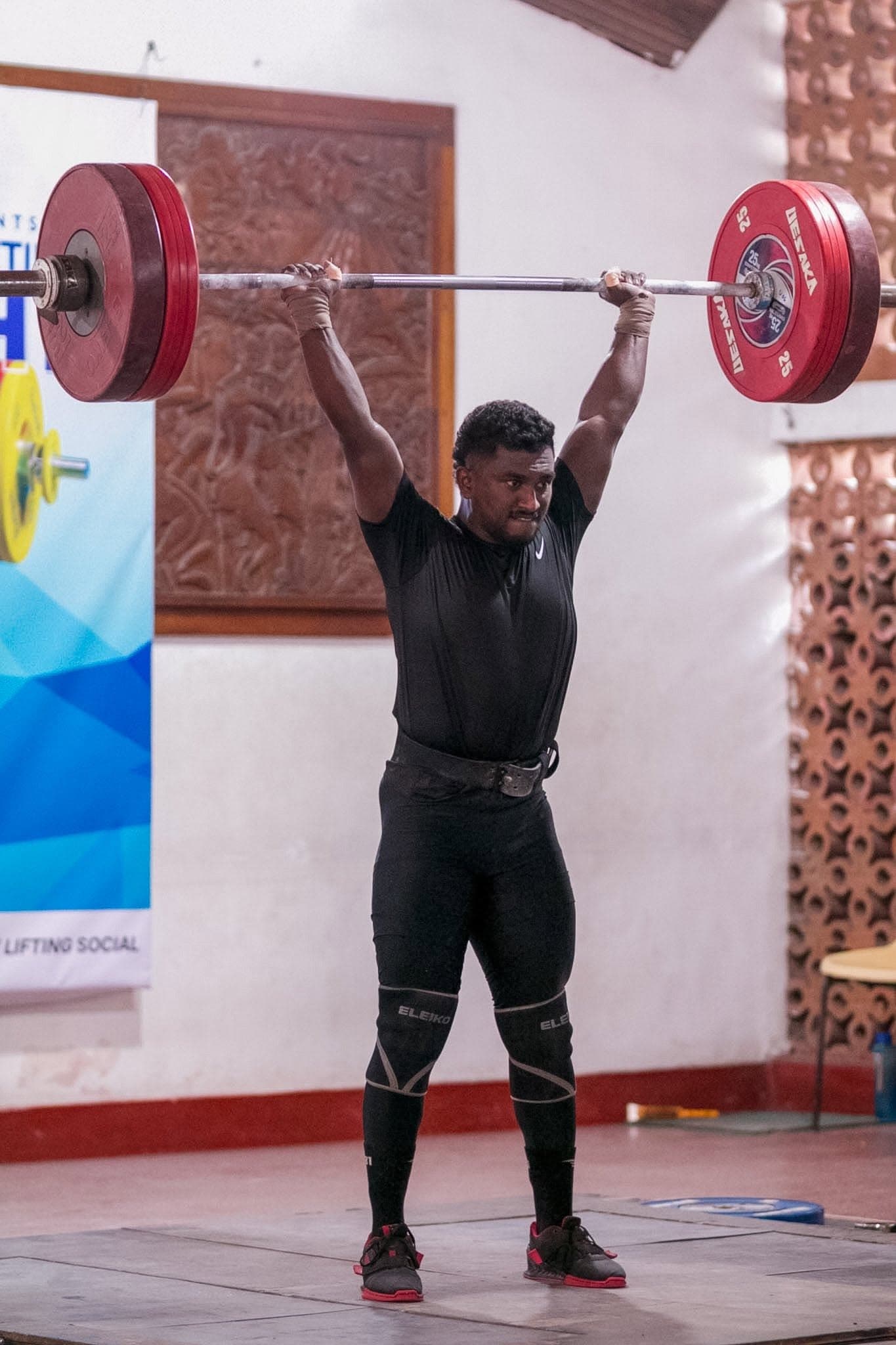 Akila Nishan Jayakody competing as a national weightlifter